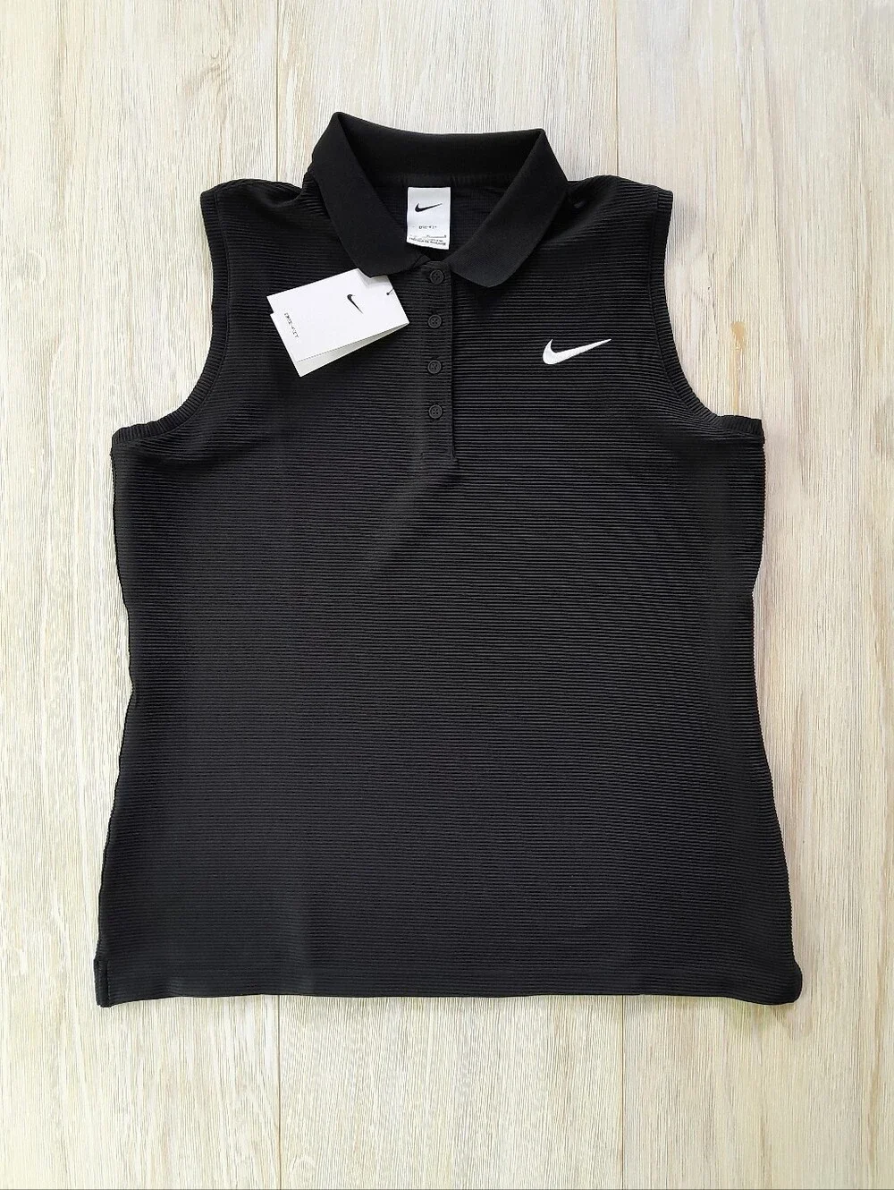 Nike Dri-Fit Sleeveless Golf Polo Ribbed Tank Black